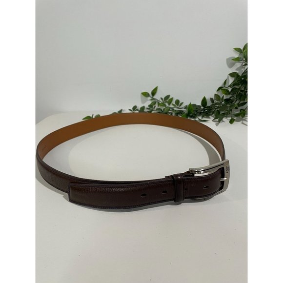 Nat Nast Mens Brown Leather Belt With Silver Buckle - Picture 10 of 14